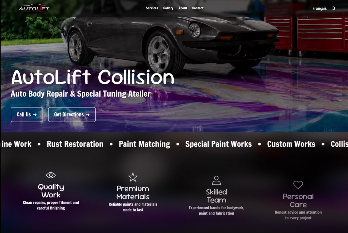 Autolift Collision auto body repair shop web design