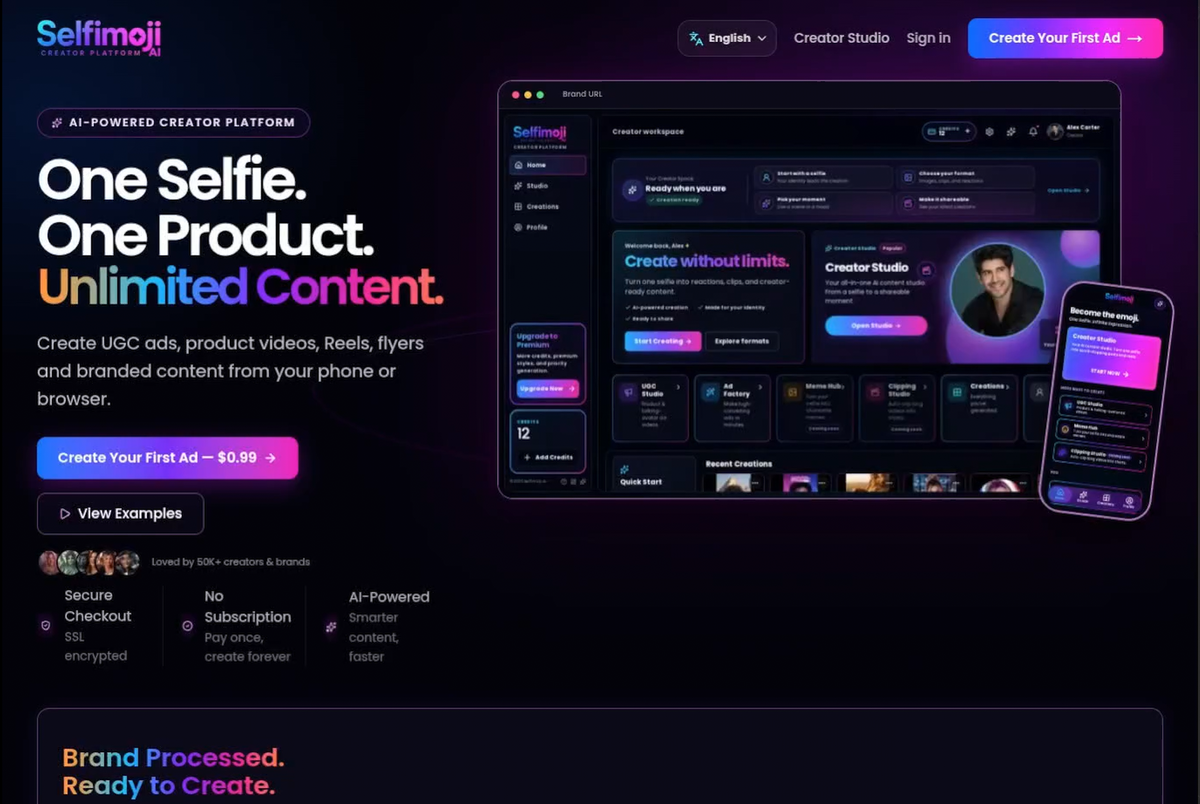 Selfimoji Ai SaaS web design and development