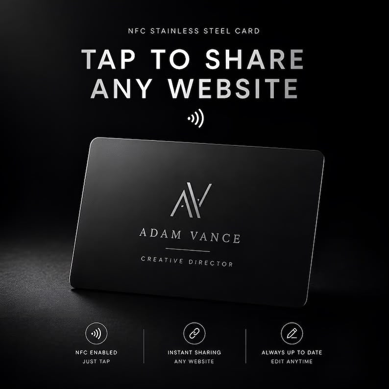 NFC Business Card | 1-Tap Premium Metal Card with Glossy Reflective Finish